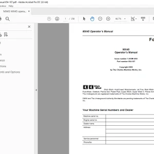Ditch Witch MX45 Operator's Manual PN 054-107 - PDF DOWNLOAD