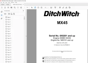 Ditch Witch MX45 Parts Manual SN 6X0201 and up - PDF DOWNLOAD
