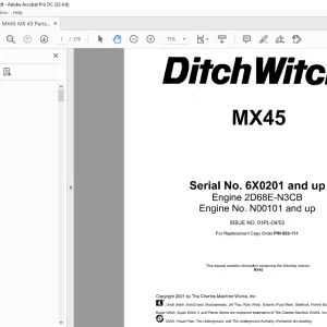 Ditch Witch MX45 Parts Manual SN 6X0201 and up - PDF DOWNLOAD