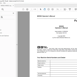 Ditch Witch MX502 Operator's Manual PN 054-134 - PDF DOWNLOAD