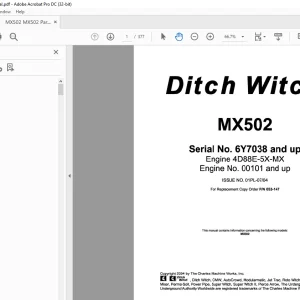Ditch Witch MX502 Parts Manual PN 053-147 - PDF DOWNLOAD