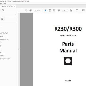 Ditch Witch R230 R300 Kohler CH23 & CH750 Parts Manual 053-1170 PDF