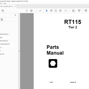 Ditch Witch RT115 Tier 2 Tractor Parts Manual 053-124 PDF