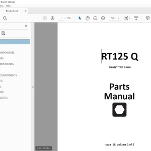 Ditch Witch RT125 Q Deutz® TCD 3.6L4 Parts Manual 053-2888 PDF