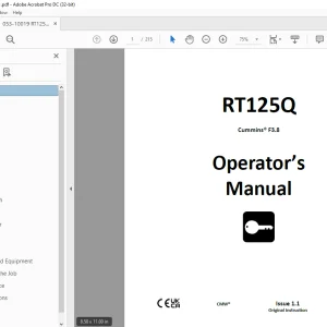 Ditch Witch RT125Q Cummins® F3.8 Operator’s Manual 053-10019 PDF