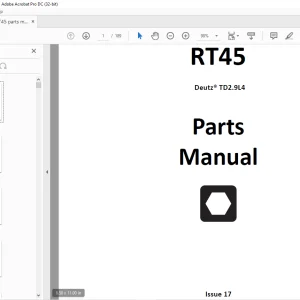 Ditch Witch RT45 Tractor Deutz® TD2.9L4 Parts Manual 053-1366 PDF