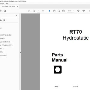 Ditch Witch RT70 Tractor Hydrostatic Parts Manual 053-088 PDF