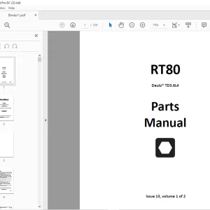 Ditch Witch RT80 Tier 4 Deutz® TD3.6L4 Parts Manual 053-2785 PDF