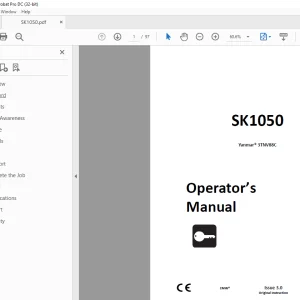 Ditch Witch SK1050 Yanmar® 3TNV88C Operator's Manual 053-2963 PDF