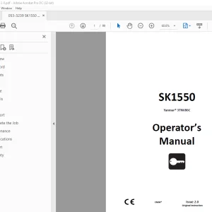 Ditch Witch SK1550 Yanmar® 3TNV86C Operator's Manual 053-3239 PDF