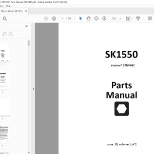 Ditch Witch SK1550 Yanmar® 3TNV86C Parts Manual 053-2980 PDF