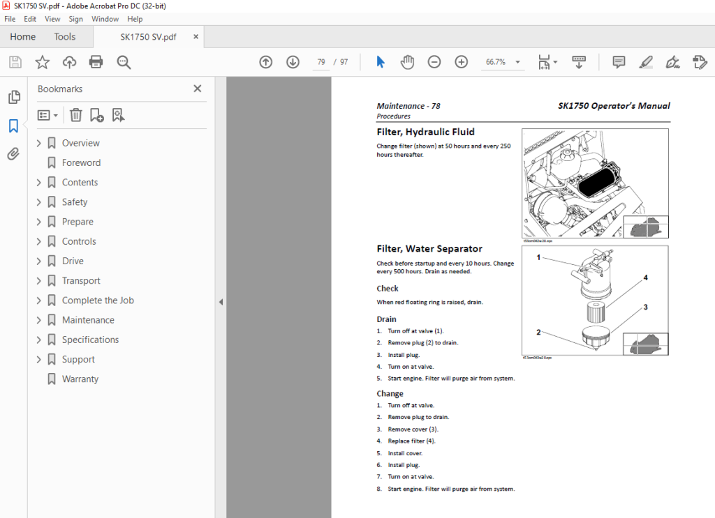 Ditch Witch SK1750 Yanmar® 3TVB86CT-DDT Operator's Manual 053-10054 PDF ...