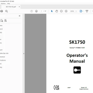 Ditch Witch SK1750 Yanmar® 3TVB86CT-DDT Operator's Manual 053-10054 PDF