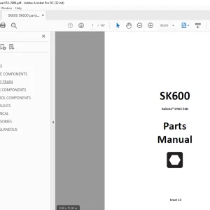 Ditch Witch SK600 Kubota® D902 E4B Parts Manual PN 053-2989 - PDF