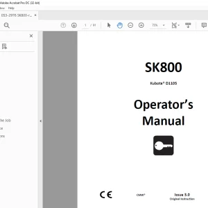 Ditch Witch SK800 Kubota® D1105 Operator's Manual 053-2976 - PDF