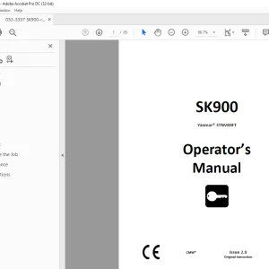 Ditch Witch SK900 Yanmar® 3TNV80FT Operator's Manual 053-3357 PDF