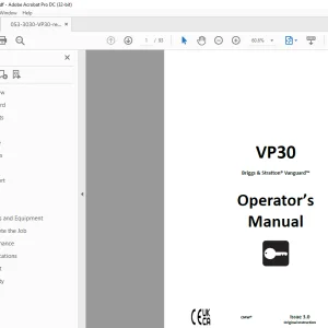Ditch Witch VP30 Briggs & Stratton® Operator’s Manual 053-3030 PDF