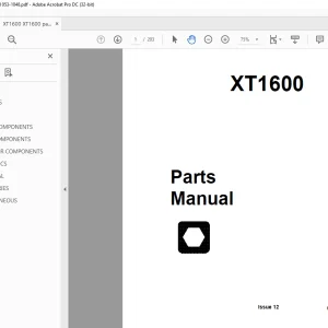 Ditch Witch XT 1600 Excavator Parts Manual PN 053-1048 PDF