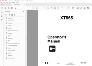 Ditch Witch XT855 Excavator Operator's Manual PN 053-1985 PDF