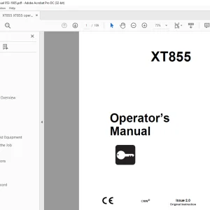Ditch Witch XT855 Excavator Operator's Manual PN 053-1985 PDF