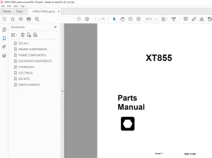 Ditch Witch XT855 Excavator Parts Manual PN 053-1163 PDF