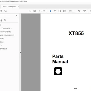 Ditch Witch XT855 Excavator Parts Manual PN 053-1163 PDF