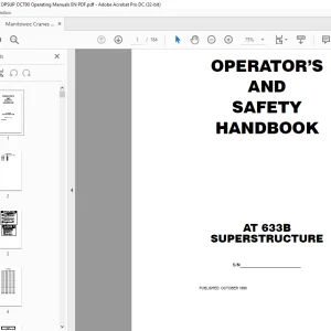Grove Crane AT 633B SUPERSTRUCTURE OPERATOR’S AND SAFETY MANUAL