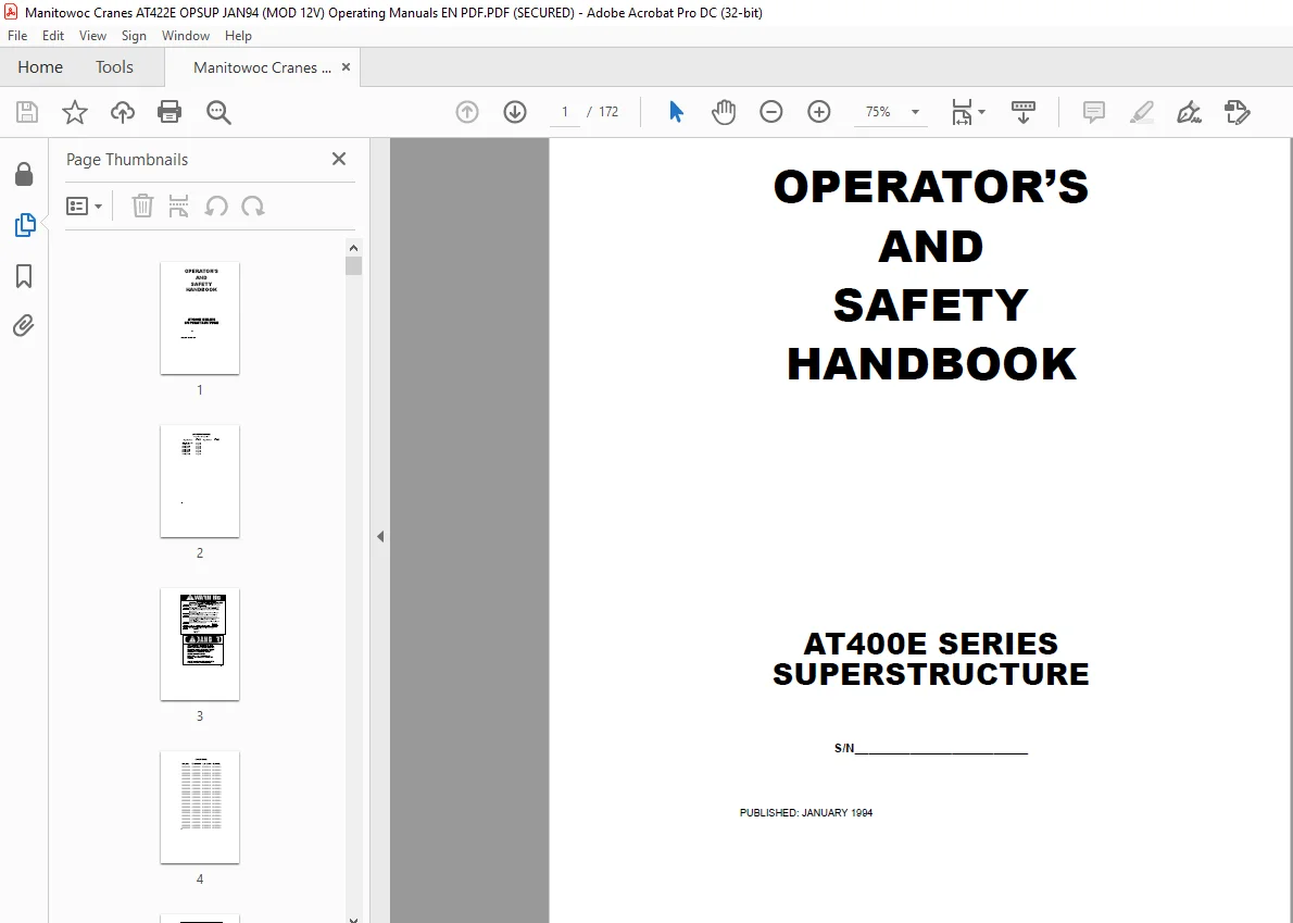 Grove Crane AT400E SERIES SUPERSTRUCTURE OPERATOR’S AND SAFETY MANUAL - Image 3