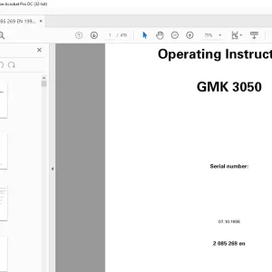 Grove Crane GMK 3050 Operating Instructions Manual 2085269 PDF