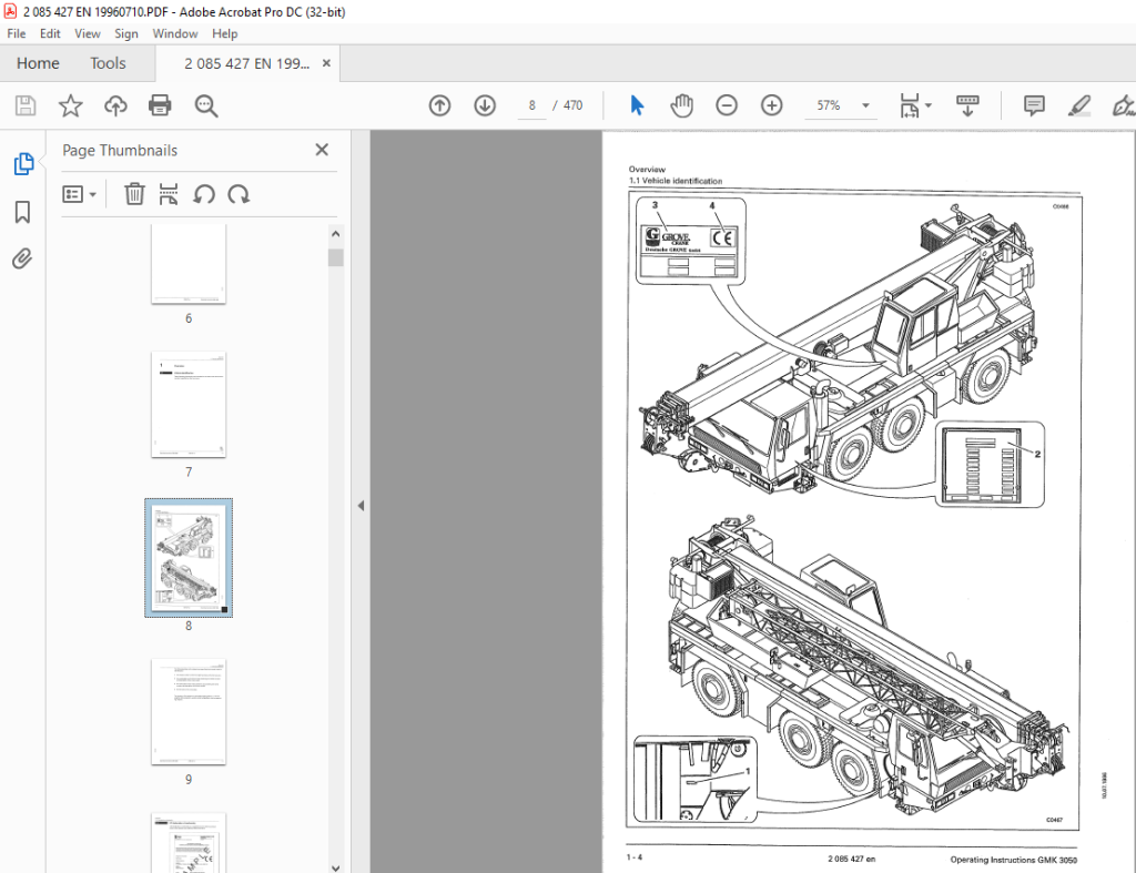 Grove Crane GMK 3050 Operating Instructions Manual 2085427 PDF ...