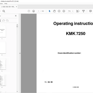 Grove Crane KMK7250 Operating Manual 2085930 PDF
