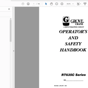 Grove Crane RT 635 Series Operator's and Safety Handbook Manual PDF
