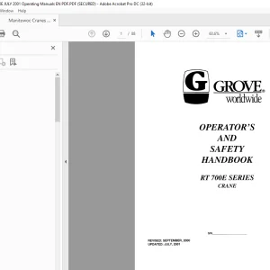 Grove Crane RT 700E Series Carrier Operator’s and Safety Handbook Manual