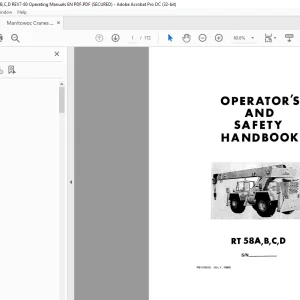 Grove Crane RT58A,B,C,D Operator's and Safety Handbook Manual PDF