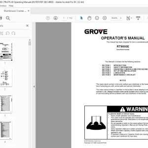 Grove Crane RT900E Operator’s Manual 076-00 PDF