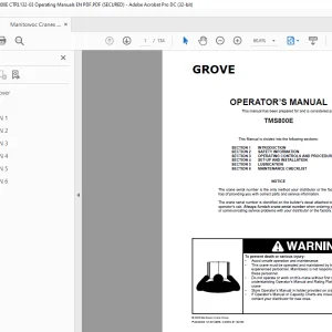 Grove Crane TMS800E Operator’s Manual 132-03 PDF