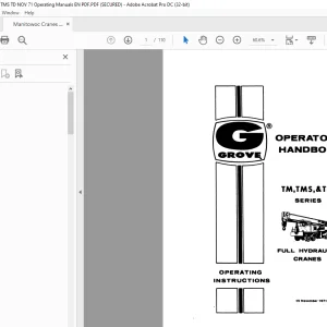 Grove Crane TM,TMS,&TD Series Operating Instructions Manual PDF