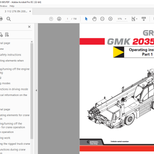 Grove GMK 2035E Driving & Crane Operation Operating Manual ...