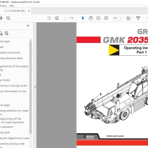 Grove GMK 2035E Driving & Crane Operation Operating Manual 3112276 PDF