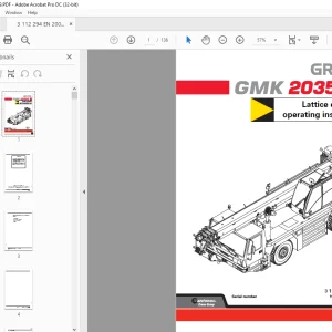 Grove GMK 2035E Lattice Extension Operating Manual 3112294 PDF