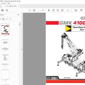 Grove GMK4100-L Driving & Crane Operation Operating Manual 3112396 PDF