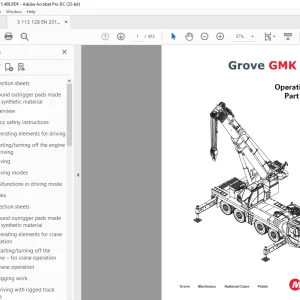 Grove GMK4100-L Driving & Crane Operation Operating Manual 3113128 PDF