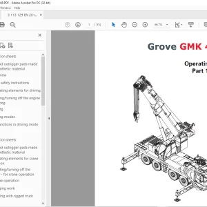 Grove GMK4100-L Driving & Crane Operation Operating Manual 3113129 PDF