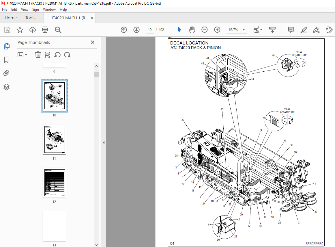 Ditch Witch JT4020 All Terrain Rack & Pinion Parts Manual 053-1216 PDF ...