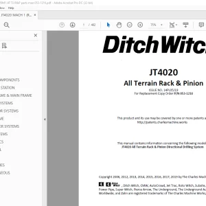 Ditch Witch JT4020 All Terrain Rack & Pinion Parts Manual 053-1216 PDF