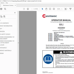 Manitowoc Crane 8500-1 Operator Manual 242-01 - PDF DOWNLOAD