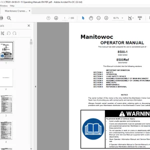 Manitowoc Crane 8500-1 Operator Manual SN 8500Ref - PDF DOWNLOAD