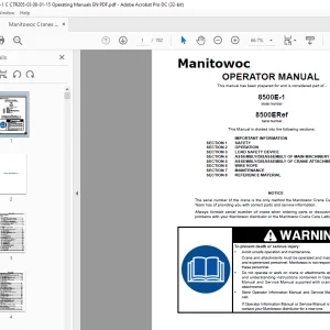 Manitowoc Crane 8500E-1 Operator Manual SN 8500ERef - PDF DOWNLOAD