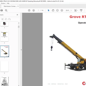 Manitowoc Crane Grove RT540E Operator Manual PDF