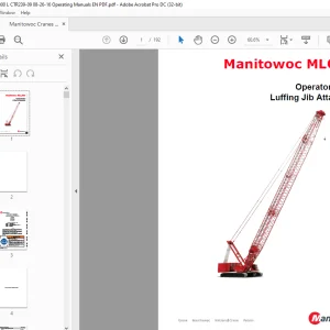 Manitowoc Crane MLC300 Luffing Jib Attachment Operator Manual PDF
